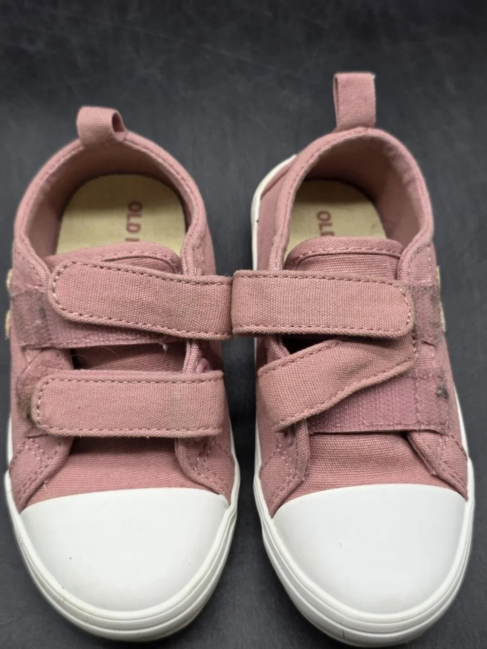 Old Navy Shoes Girls Size 7 Pink Daisy Double Strap Hook Loop Sneakers Stains